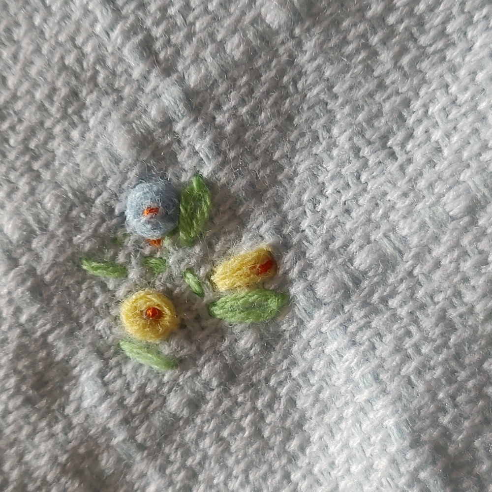 Vintage handwoven acrylic baby blanket/throw 36 1/2" x 36 1/2". EUC
